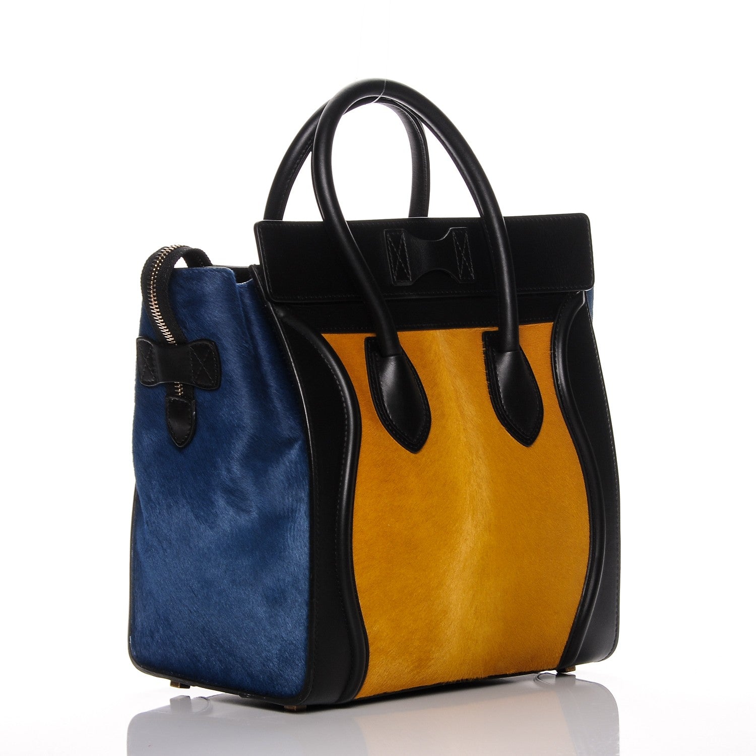 Celine Pony Hair Mini Tri-Color Luggage Royal Blue 3 of 6