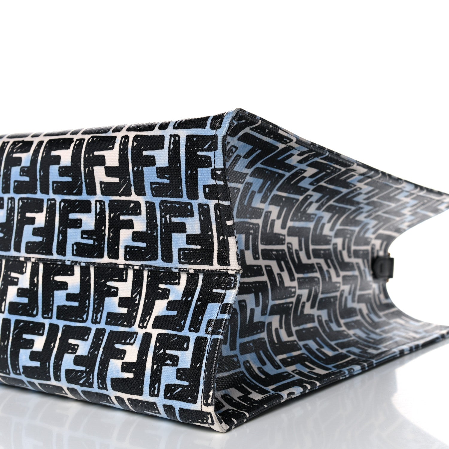 Fendi X JOSHUA VIDES Coated Canvas FF Cloudy Shopping Tote White Celeste Black 10 of 17