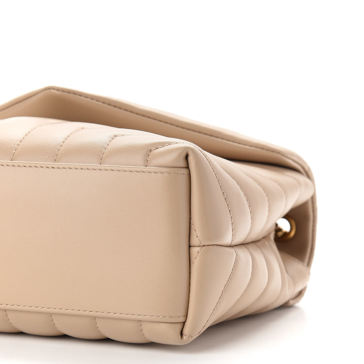 Calfskin Y Quilted Monogram Small Loulou Chain Satchel Dark Beige