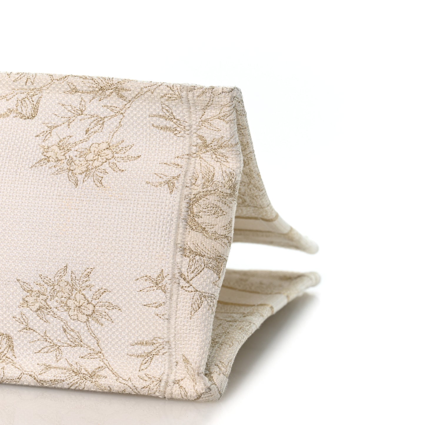 Canvas Embroidered Medium Jardin D'Hiver Book Tote White Gold
