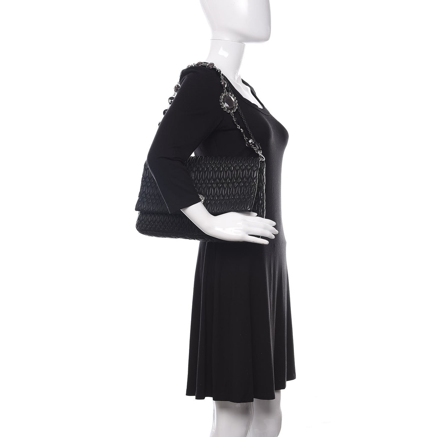 Nappa Matelasse Crystal Flap Clutch Black