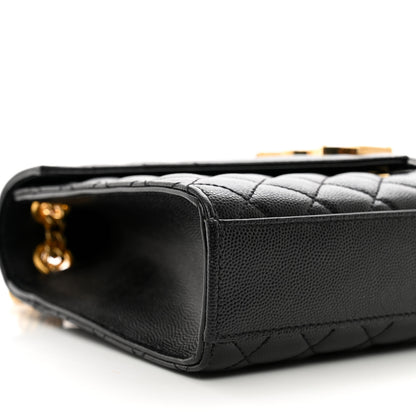 Saint Laurent Grain De Poudre Textured Mixed Matelasse Triquilt Medium Monogram Satchel Black 9 of 11