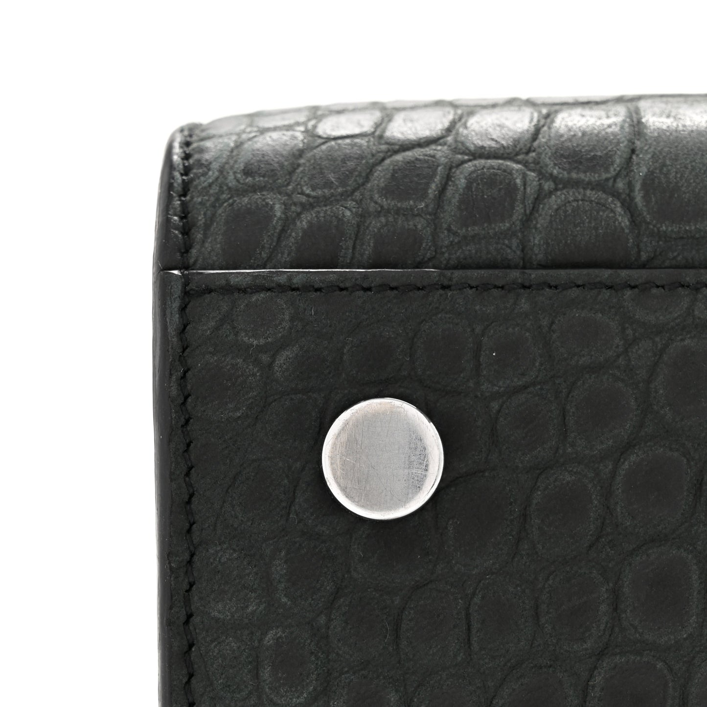 Calfskin Crocodile Embossed Baby Sac de Jour Dusty Black