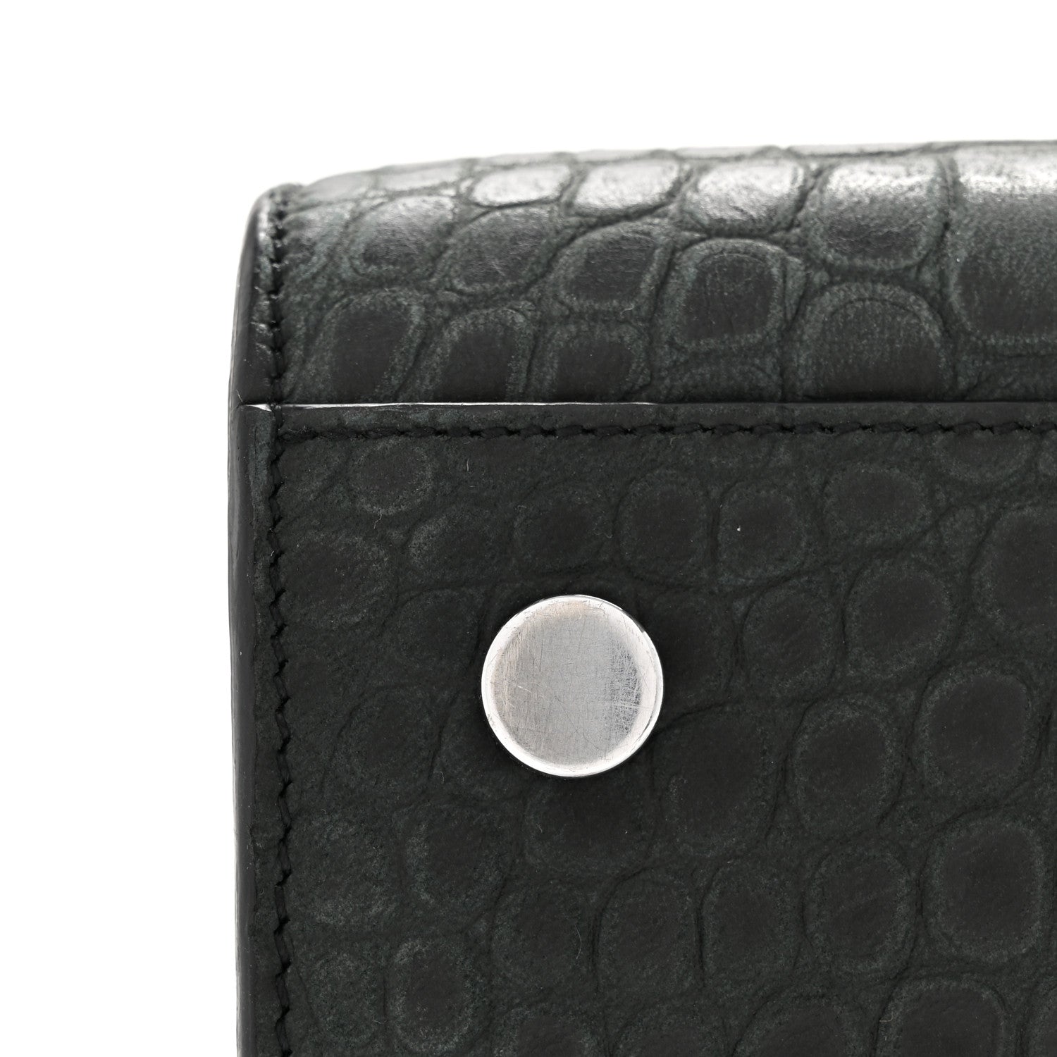 Saint Laurent Calfskin Crocodile Embossed Baby Sac de Jour Dusty Black 11 of 12
