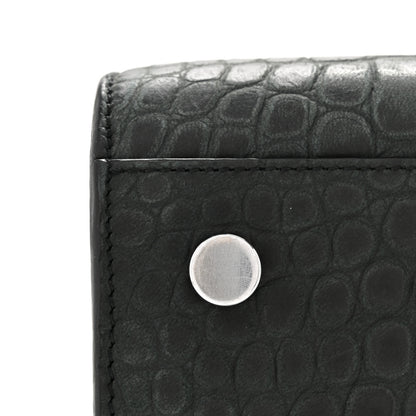 Saint Laurent Calfskin Crocodile Embossed Baby Sac de Jour Dusty Black 11 of 12