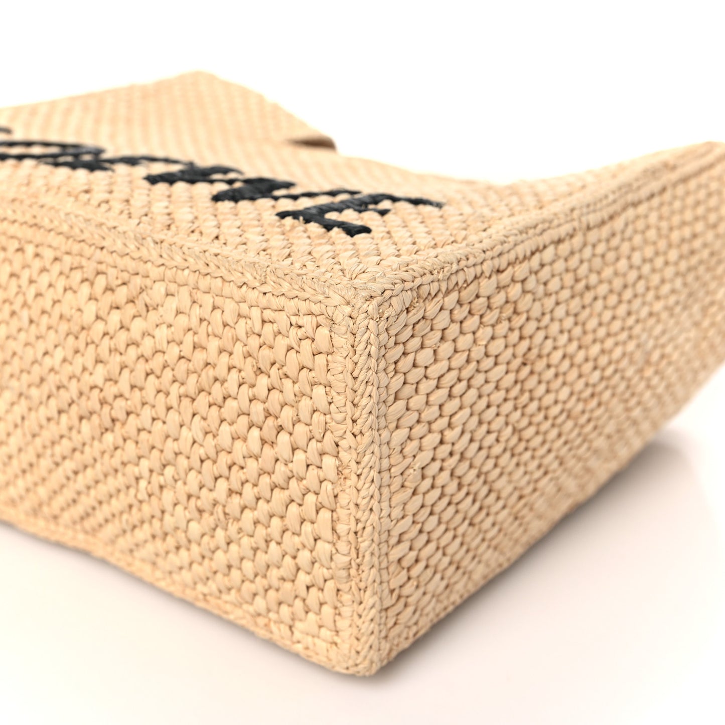 Raffia Small Paula's Ibiza Logo Tote Natural Tan