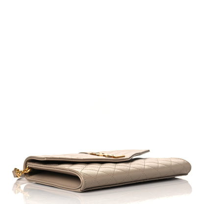 Saint Laurent Grain De Poudre Textured Mixed Matelasse Triquilt Monogram Clutch Dark Beige 4 of 10
