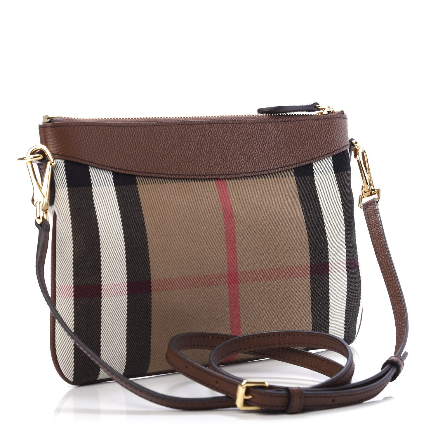 Burberry House Check Derby Peyton Crossbody Clutch Bag Tan 3 of 9