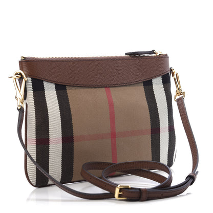 Burberry House Check Derby Peyton Crossbody Clutch Bag Tan 3 of 9