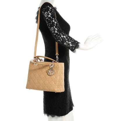 Christian Dior Lambskin Cannage Medium Lady Dior Beige 2 of 7