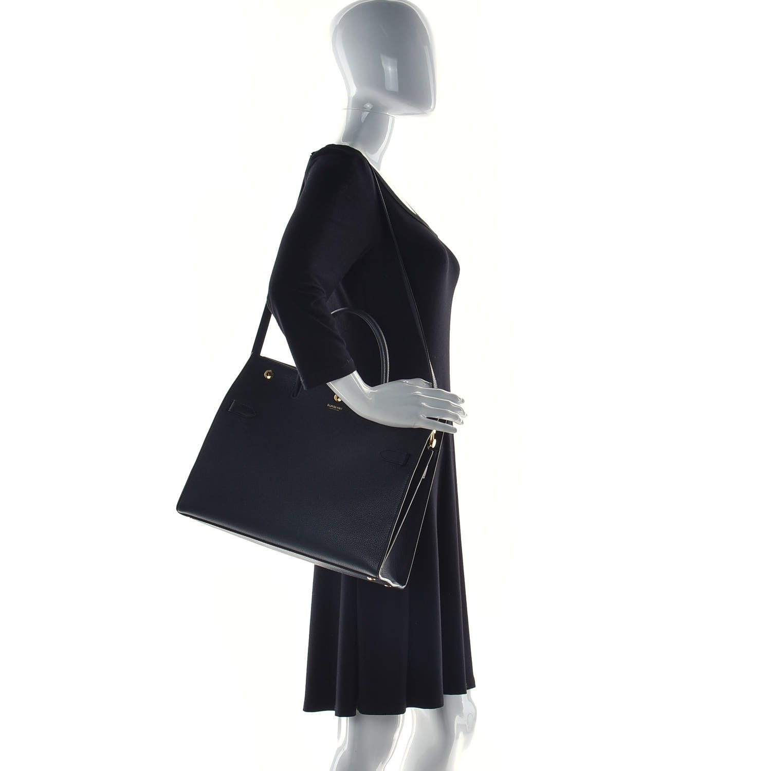 Burberry Grainy Calfskin Medium Title Bag Black 2 of 11