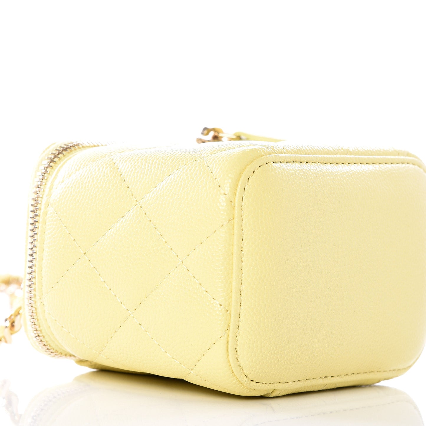 Caviar Quilted Mini Vanity Case With Chain Yellow