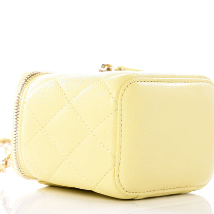 Chanel Caviar Quilted Mini Vanity Case With Chain Yellow 5 of 11