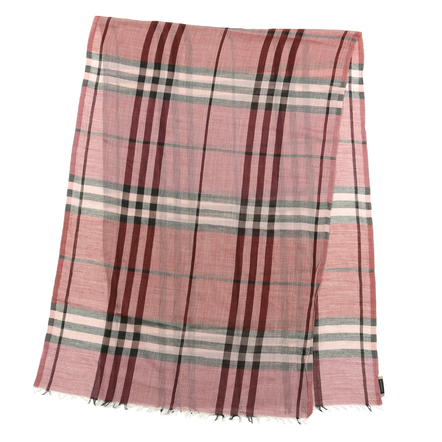 Silk Wool Gauze Giant Check Scarf Red