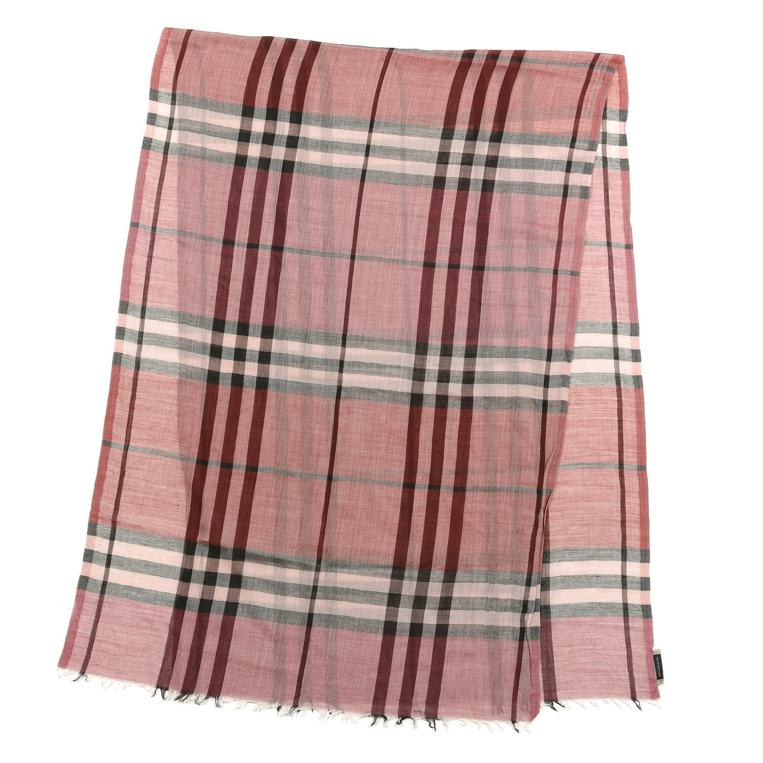 Burberry Silk Wool Gauze Giant Check Scarf Red 2 of 3