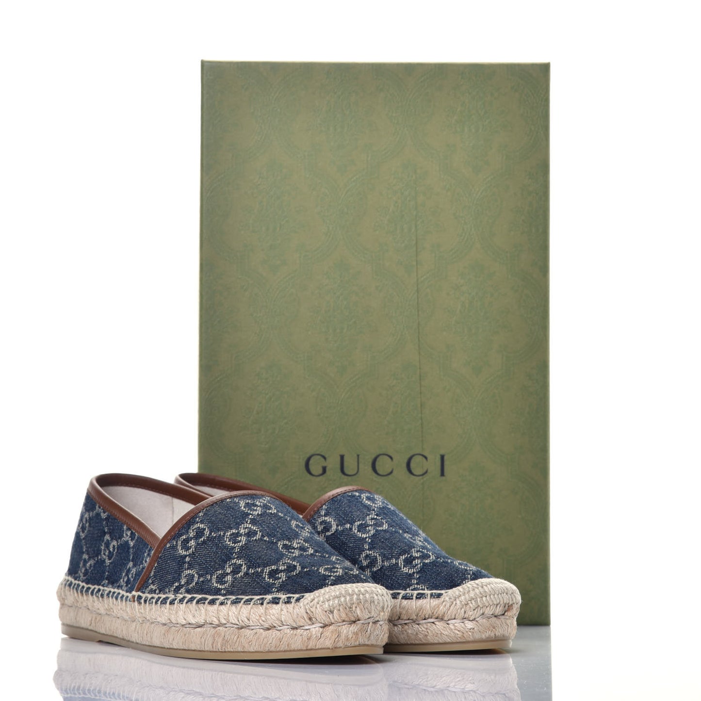 Denim GG Monogram Espadrilles 37 Blue Tea Cuir