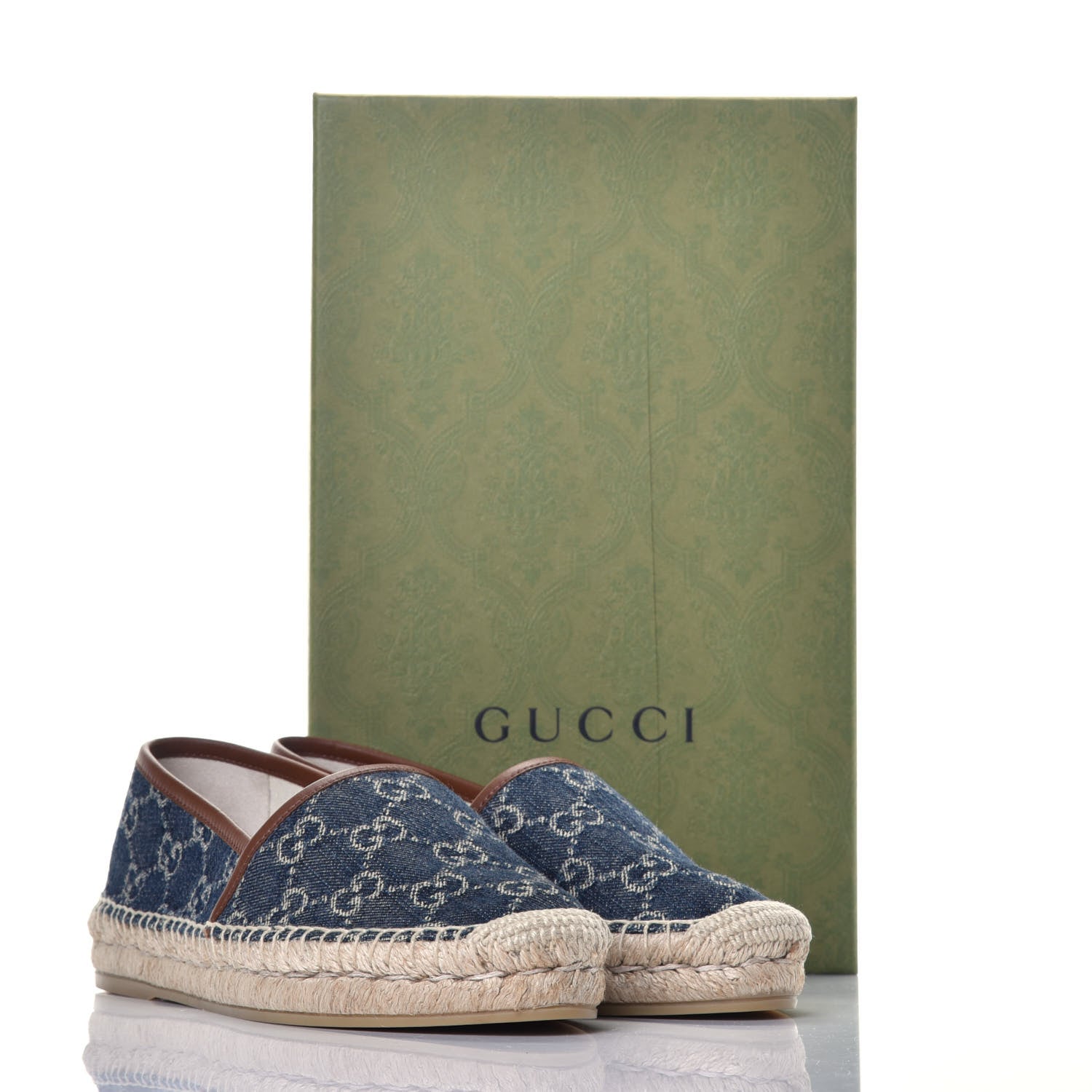 Gucci Denim GG Monogram Espadrilles 37 Blue Tea Cuir 9 of 9