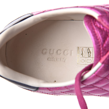 Gucci Laminated Nappa Crystal Web Bee Embroidered Trapuntata Womens Ace Platform Sneakers 38 Fuxia 8 of 10