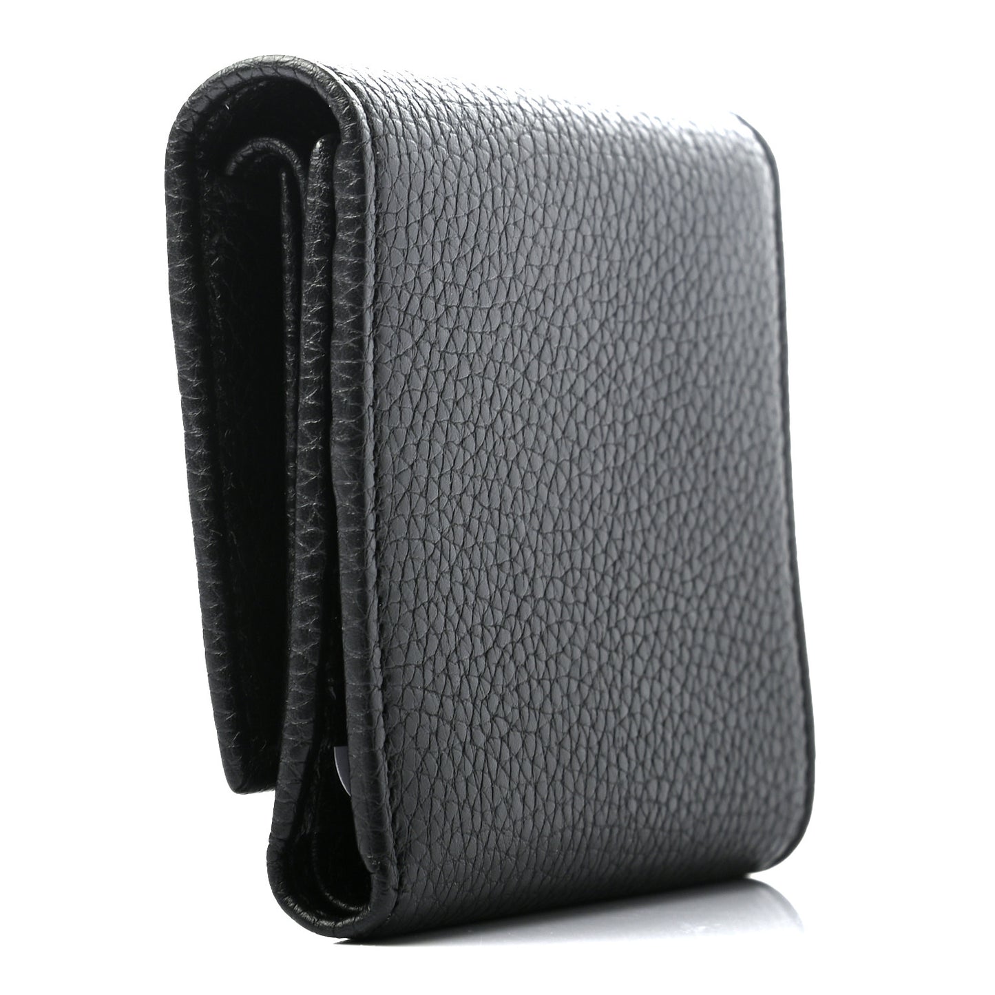 Pebbled Calfskin Soho Compact Flap Wallet Black