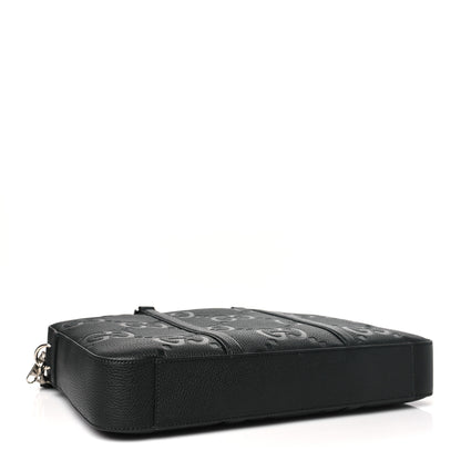 Gucci Piuma Calfskin Jumbo GG Embossed Briefcase Black 4 of 10