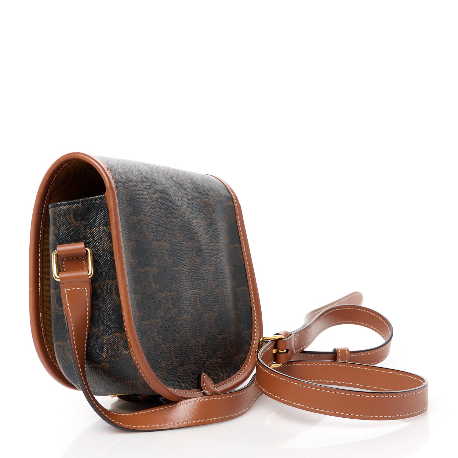 Celine Triomphe Canvas Medium Folco Bag Tan 3 of 11