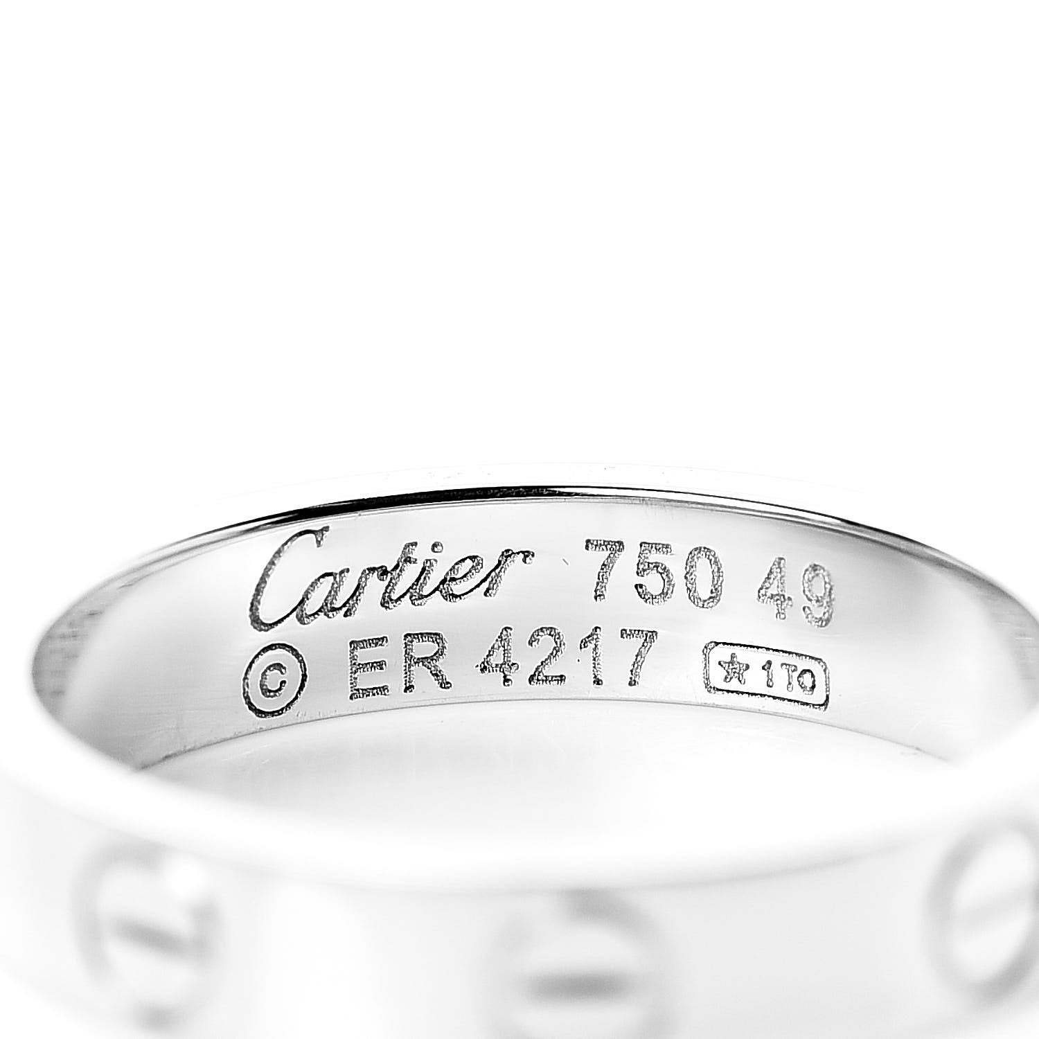 Cartier 18K White Gold 3.5mm LOVE Wedding Band Ring 49 5 4 of 4