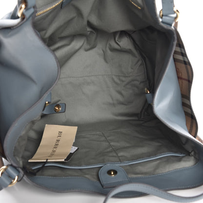 Burberry Calfskin Haymarket Check Small Canterbury Tote Slate Blue 5 of 7