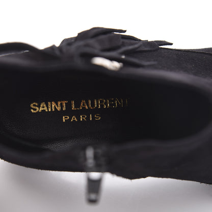 Saint Laurent Suede Fringe Cat Ankle Boots 36 Black 7 of 8