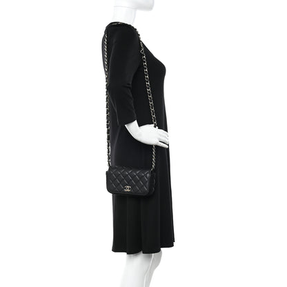Chanel Lambskin Crochet Quilted Flap Phone Holder Black 2 of 11