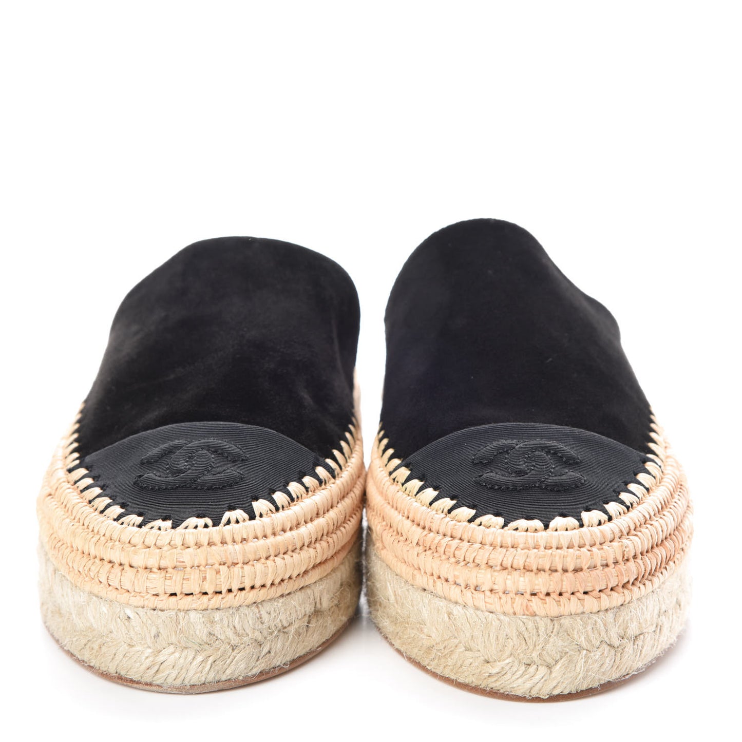 Suede Grosgrain CC Espadrilles 36 Black