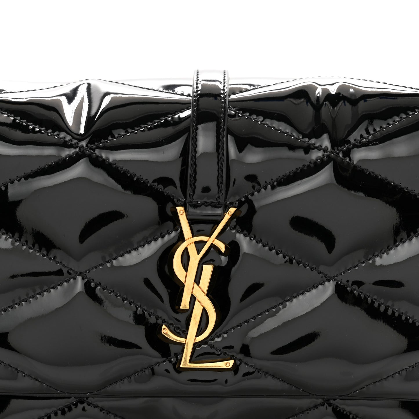 SAINT LAURENT Patent Quilted Le 57 Diamond Shoulder Bag Black