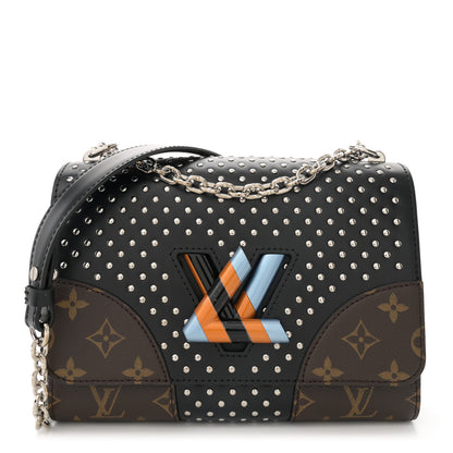 Louis Vuitton Calfskin Monogram Twist Studded Shoulder Bag MM Black 1 of 11