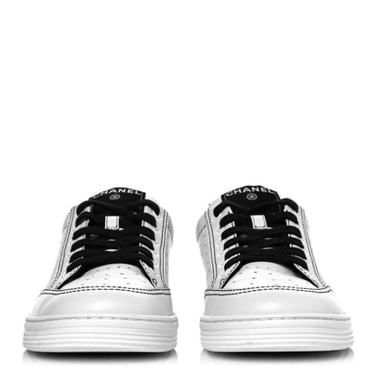 Chanel Calfskin Womens Logo Sneakers 40 White Black 2 of 8