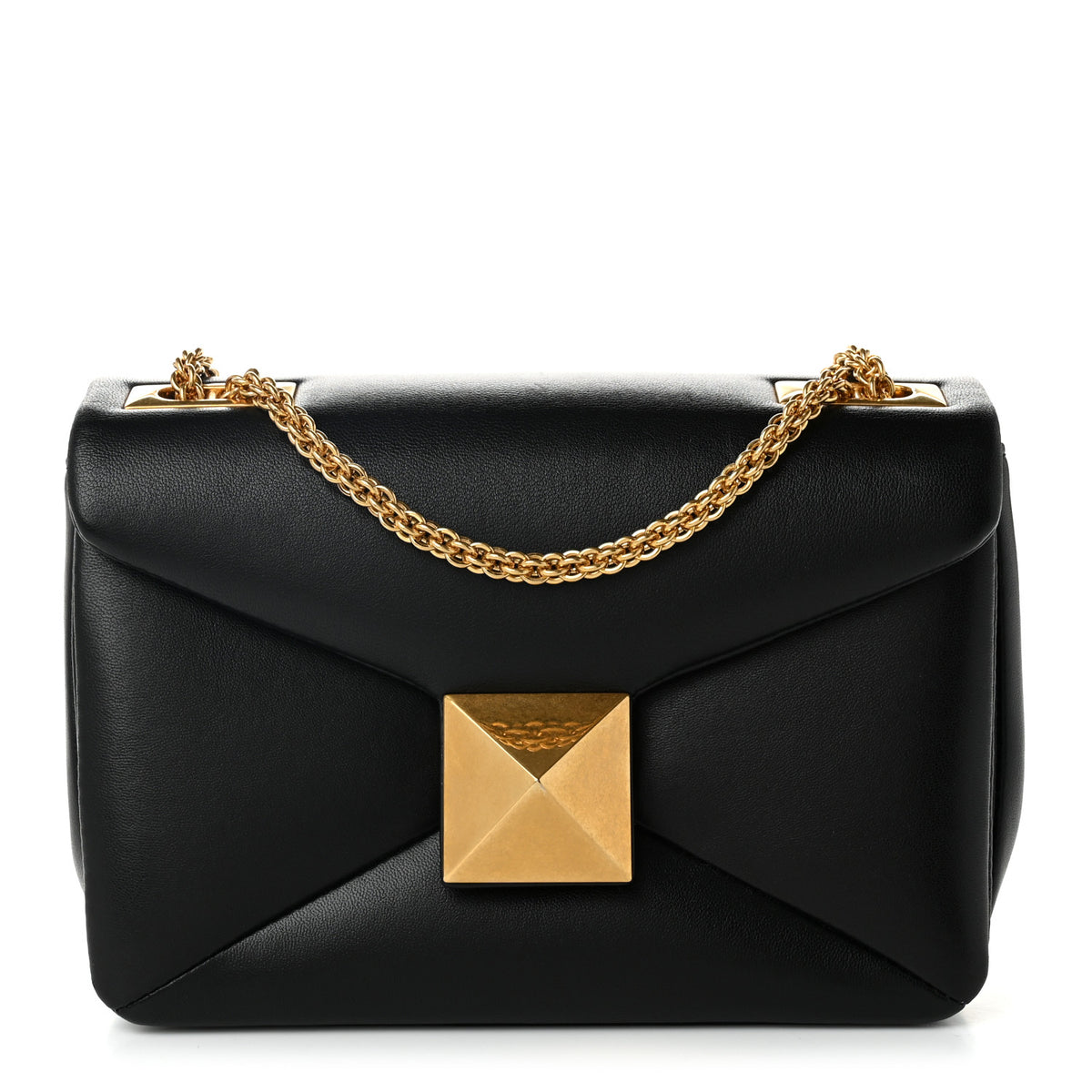 Nappa One Stud Chain Clutch Black