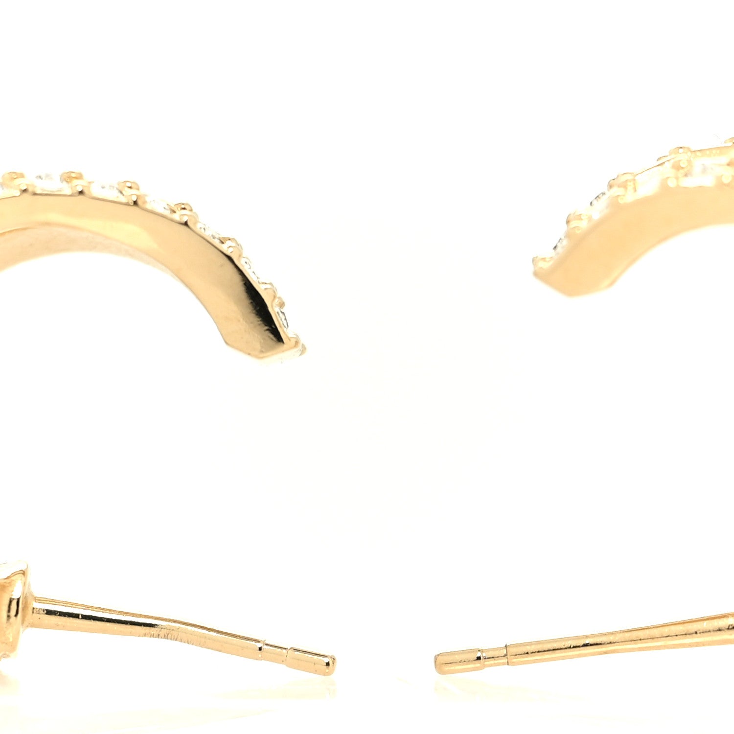 Chanel Crystal Strass CC Double Hoop Earrings Gold 3 of 5