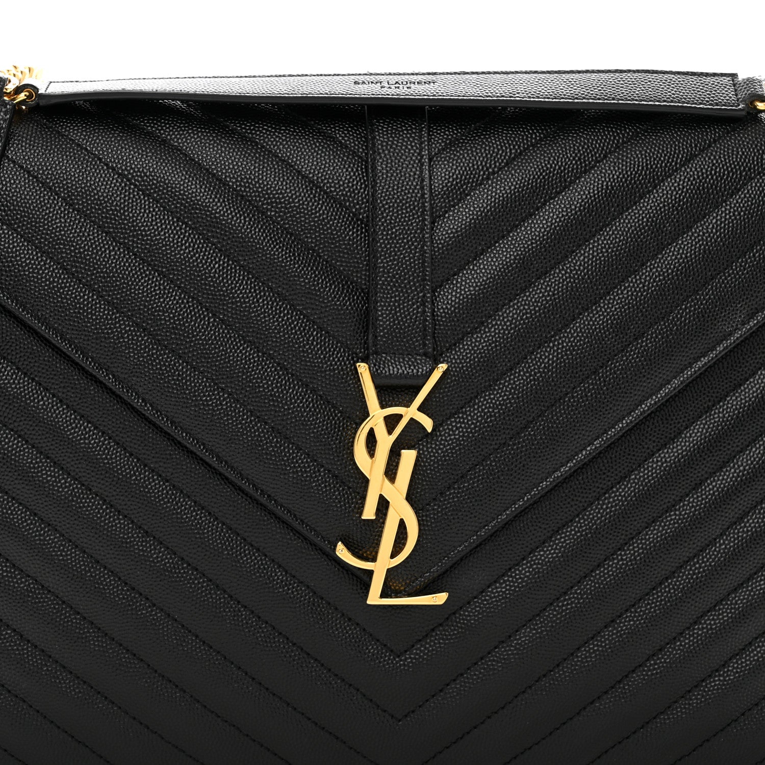 Saint Laurent Grain De Poudre Matelasse Chevron Large Monogram Satchel Black 5 of 9