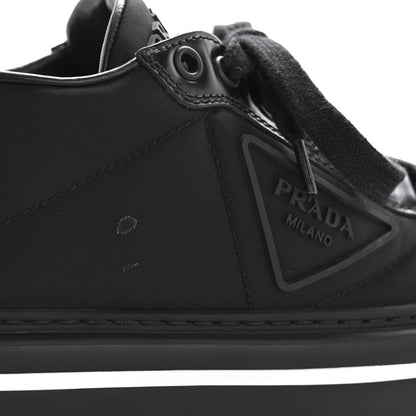 Prada Re-Nylon Spazzolato Rubber Triangle Logo Macro Quilted Womens 45mm Platform Sneakers 37 Black 10 of 11