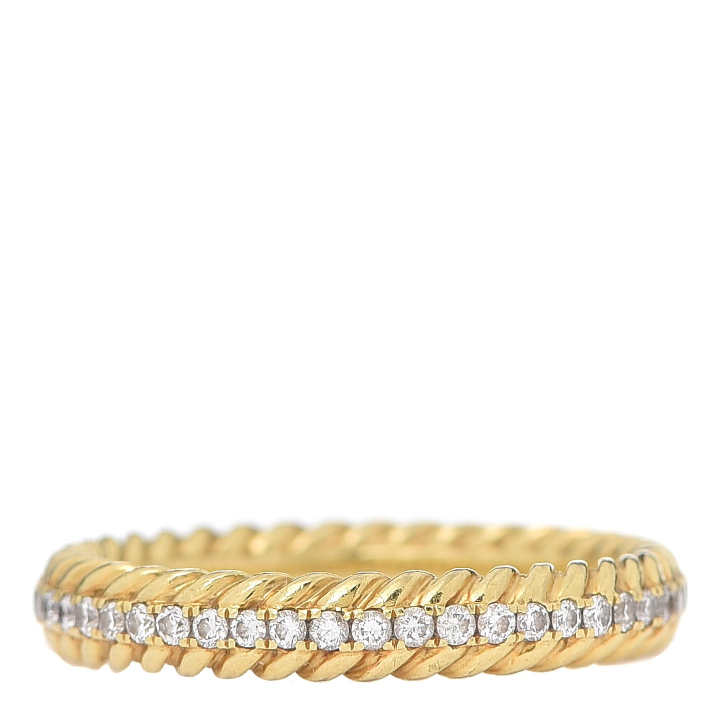 18K Yellow Gold Diamond Cable Eternity Band Ring 54 6.75