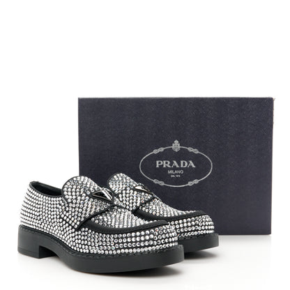 Prada Satin Crystal Metal Triangle Logo Mens Loafers 7 Cristal 10 of 10