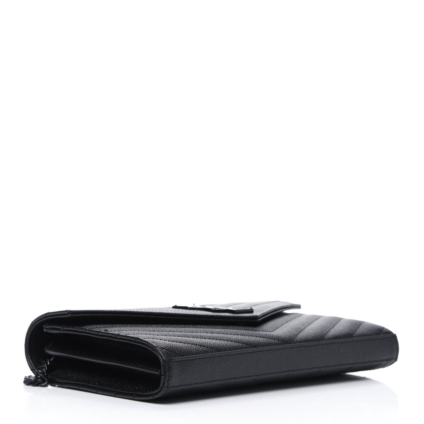 Grain De Poudre Matelasse Chevron Monogram Chain Wallet Black