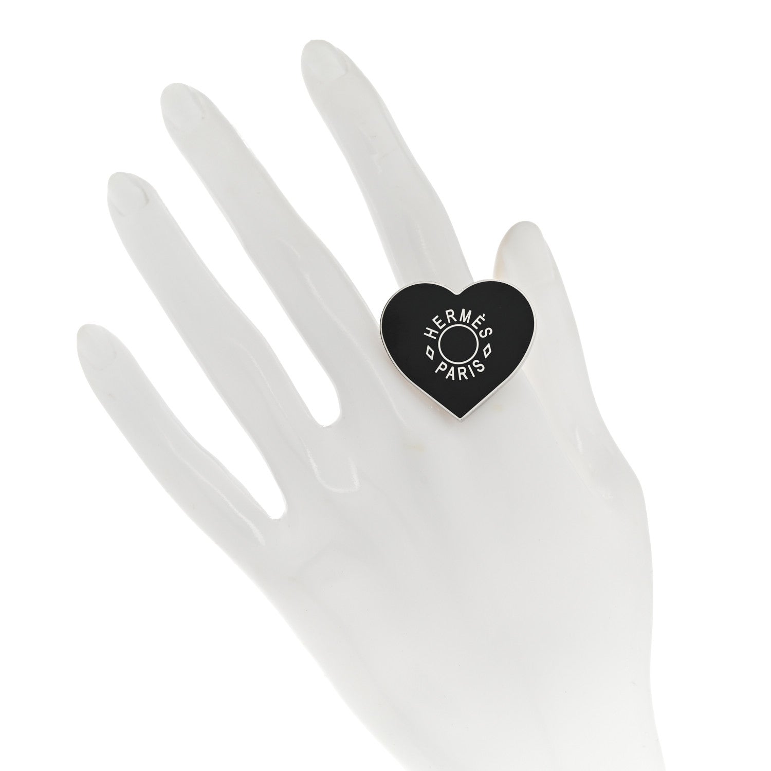 Hermes Palladium Coeur Scarf Ring Black 2 of 5