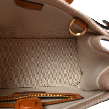 Valentino Garavani Jacquard Canvas Small Vlogo Antibes Shopping Bag Camel Natural 5 of 9