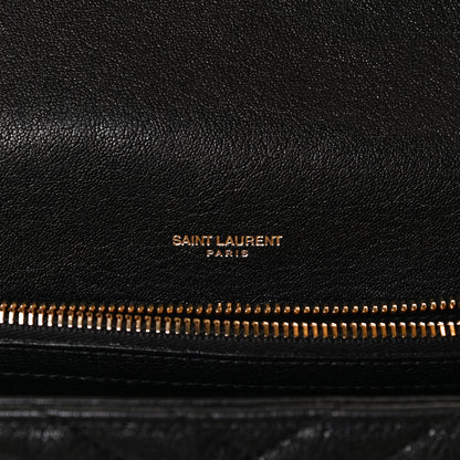 Saint Laurent Sheepskin Matelasse Chevron Monogram Medium College Bag Black 6 of 12