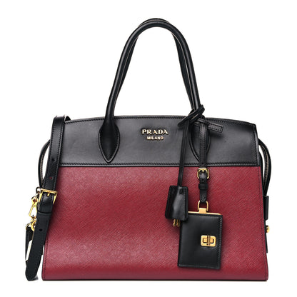 Prada Saffiano City Calfskin Small Esplanade Tote Fuoco Black 2 of 13