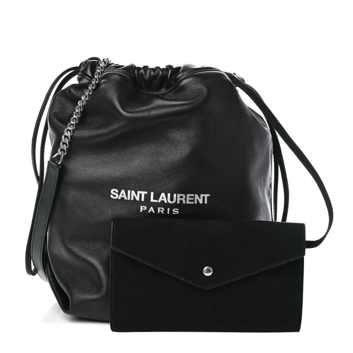 Lambskin Teddy Drawstring Bag Black