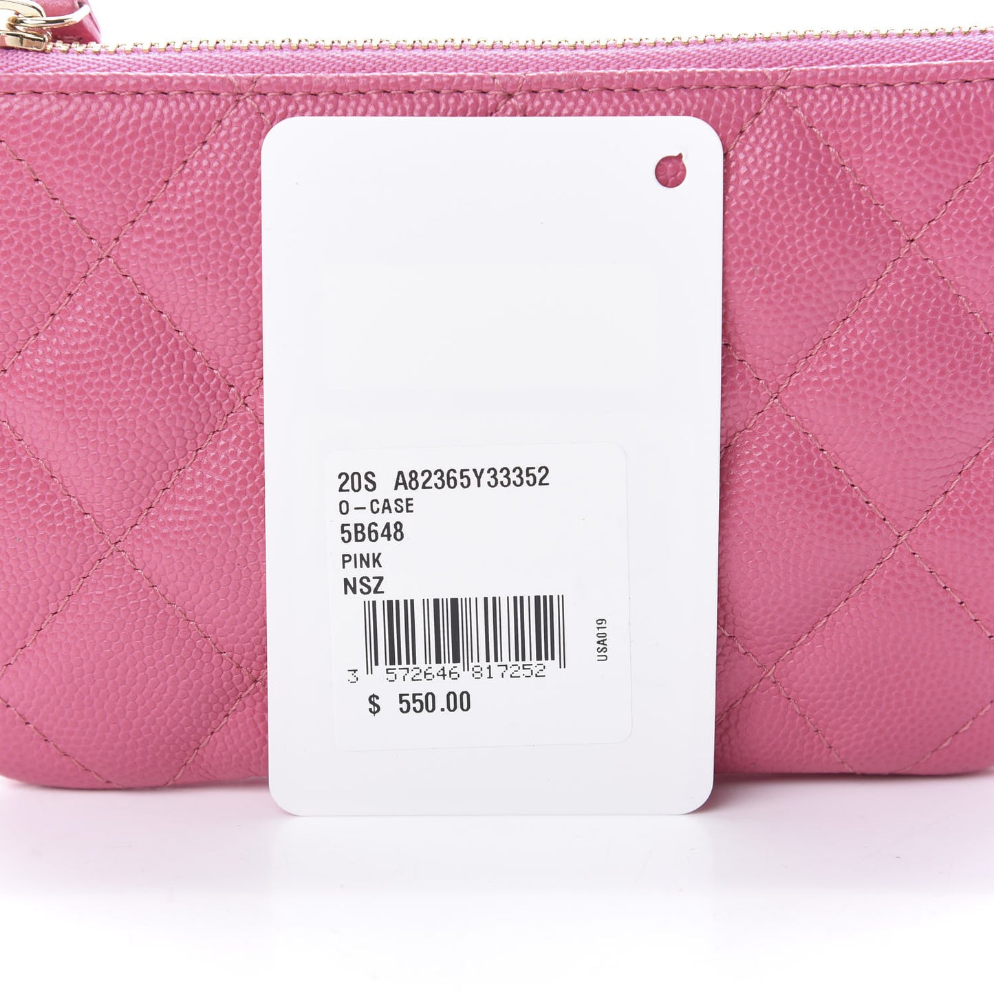 Shiny Caviar Quilted Small Cosmetic Case Pink