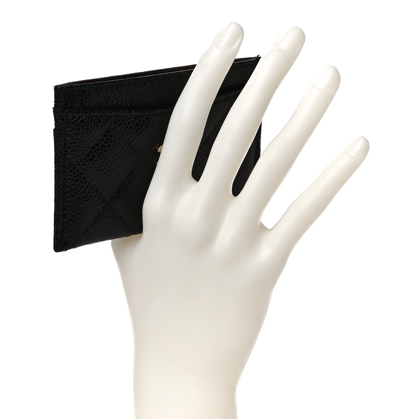 Caviar Quilted Card Holder Black