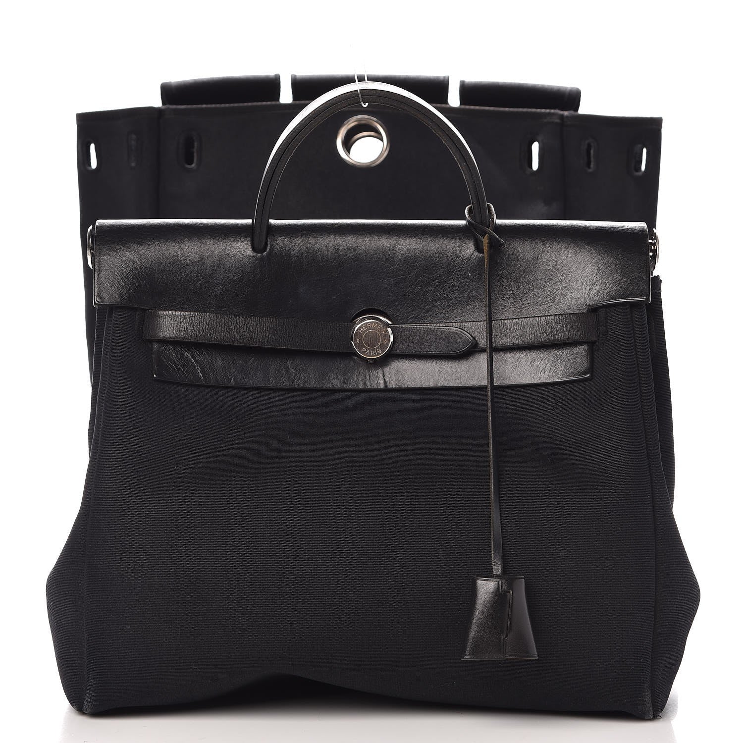 Hermes Toile Vache Calfskin Herbag 30 PM Backpack Black 3 of 16