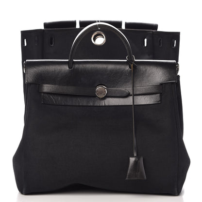 Hermes Toile Vache Calfskin Herbag 30 PM Backpack Black 3 of 16