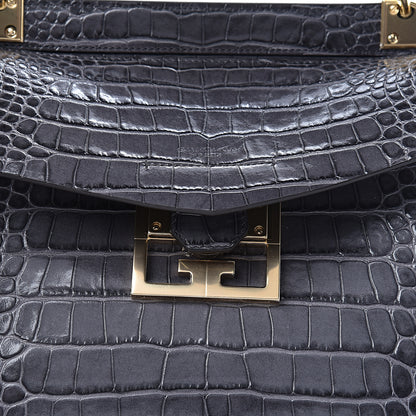 Givenchy Calfskin Crocodile Embossed Small Mystic Shoulder Bag Storm Grey 7 of 9